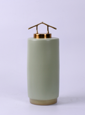 现代新中式陶瓷储物摆p件酒店客厅玄关电视柜博古架家居工艺品摆