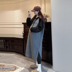 孕妇装秋冬款2024新款加绒卫衣裙子纯棉大码孕妈妈秋季穿搭连衣裙