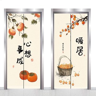 创意中式 饰画入户电梯门贴电梯间自粘翻新玄关画 电梯门贴纸门贴装