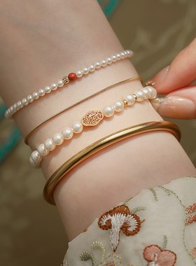 情绪稳定手链串珠施家珍珠手链女2024年新款爆款轻奢国风叠戴手串