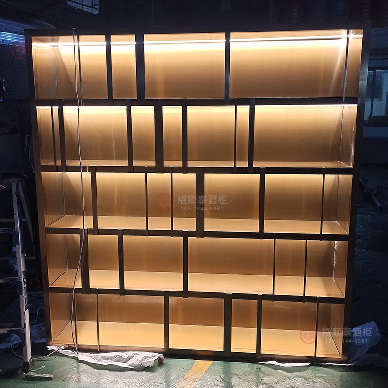 酒店餐厅玄关柜金属书架置物装饰储物柜双面不锈S钢创意屏风隔断