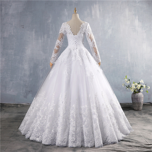 Ivory Quality Sexy White Super Gown 网红ZJ9160 Ball Lon Lace