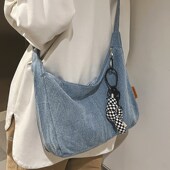 斜挎包男大容量牛仔包帆布休闲日系单肩包女大学生上课差包潮