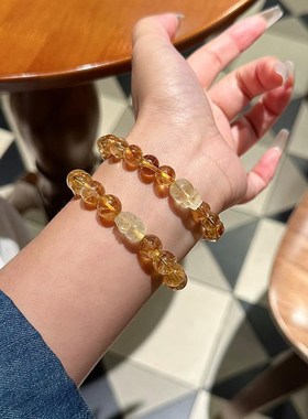 招财运天然黄塔晶水晶手串转运旺事业貔貅黄水晶女生黄色手链礼物