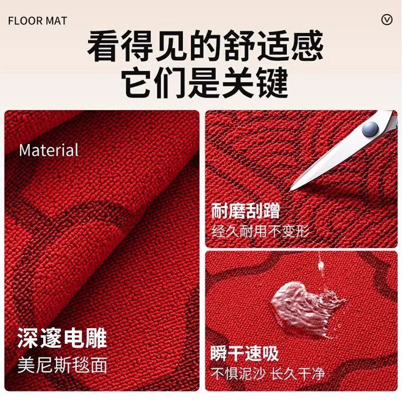 中式入户门地垫家用门垫进门脚垫2025新款别墅防滑垫蹭土新年地毯,居家布艺,入户地垫,淘宝优惠券,粉丝福利购,淘宝优惠卷