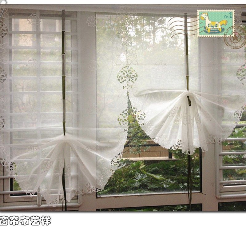 刺绣白色气球帘提拉帘升降帘窗纱帘成品扇形窗帘飘窗隔断现代简约,居家布艺,成品窗帘,淘宝优惠券,粉丝福利购,淘宝优惠卷
