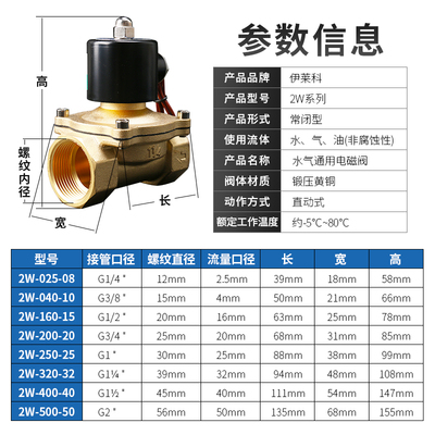 速发伊莱科电磁阀水阀220V常闭气12v控制阀电子阀24V开关阀电控水