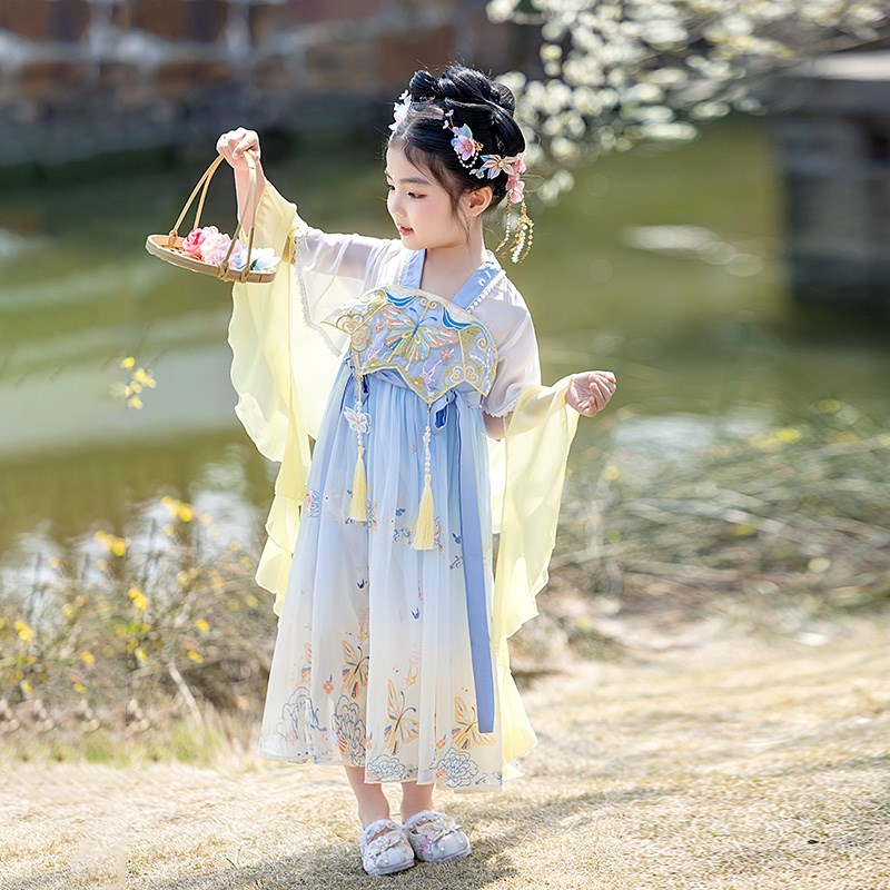 女童襦裙古风汉服夏装新款儿童中式连衣裙国风唐装女孩国学演出服