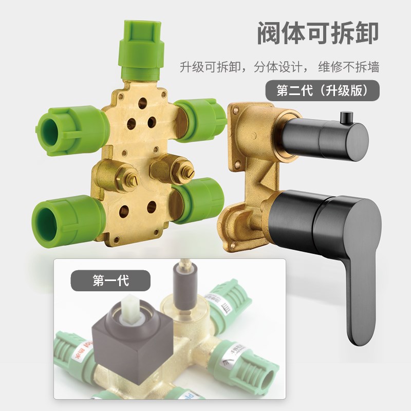 pcooy枪灰一体热熔暗装嵌入墙式隐藏预埋墙出冷热水淋浴花洒套装