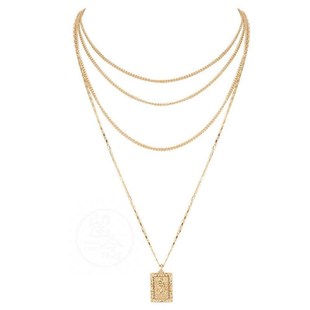 Necklace jewelry gold item personality alloy square female