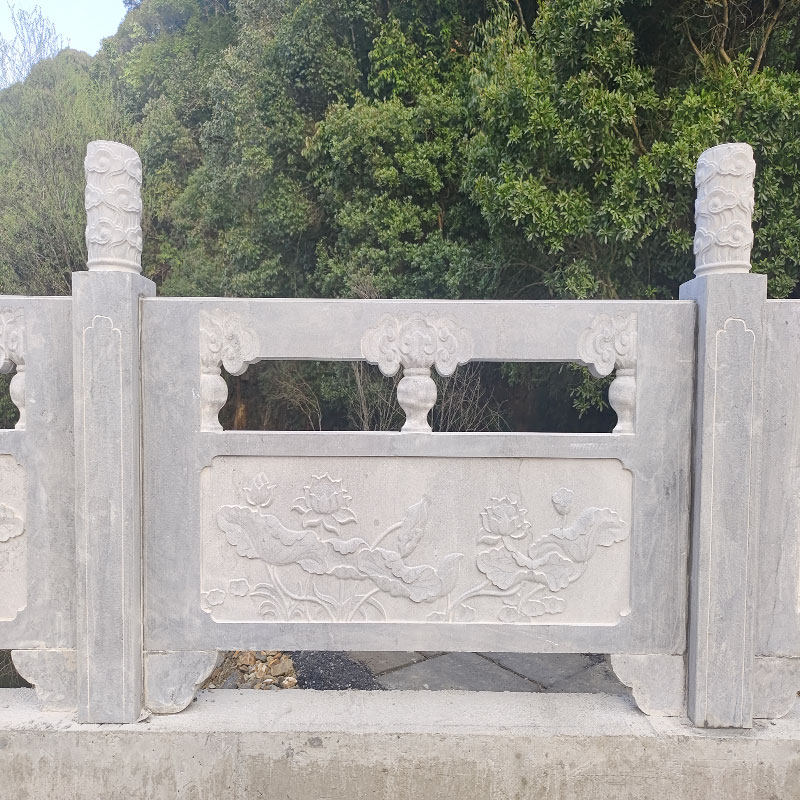 石雕栏板汉白玉栏杆大理石护栏花岗岩青石围栏河道墓地升旗台栏杆