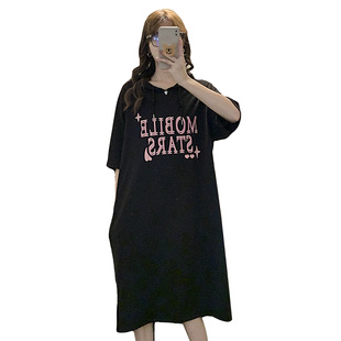 哺乳装大码外出喂奶月子服夏季时尚纯棉显瘦韩版连帽宽松连衣裙女