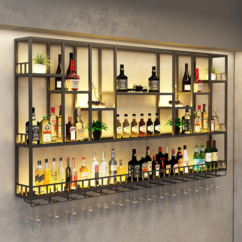 吧台壁挂酒架靠墙发光置物展示架酒吧红酒架子餐厅收银台墙上酒柜