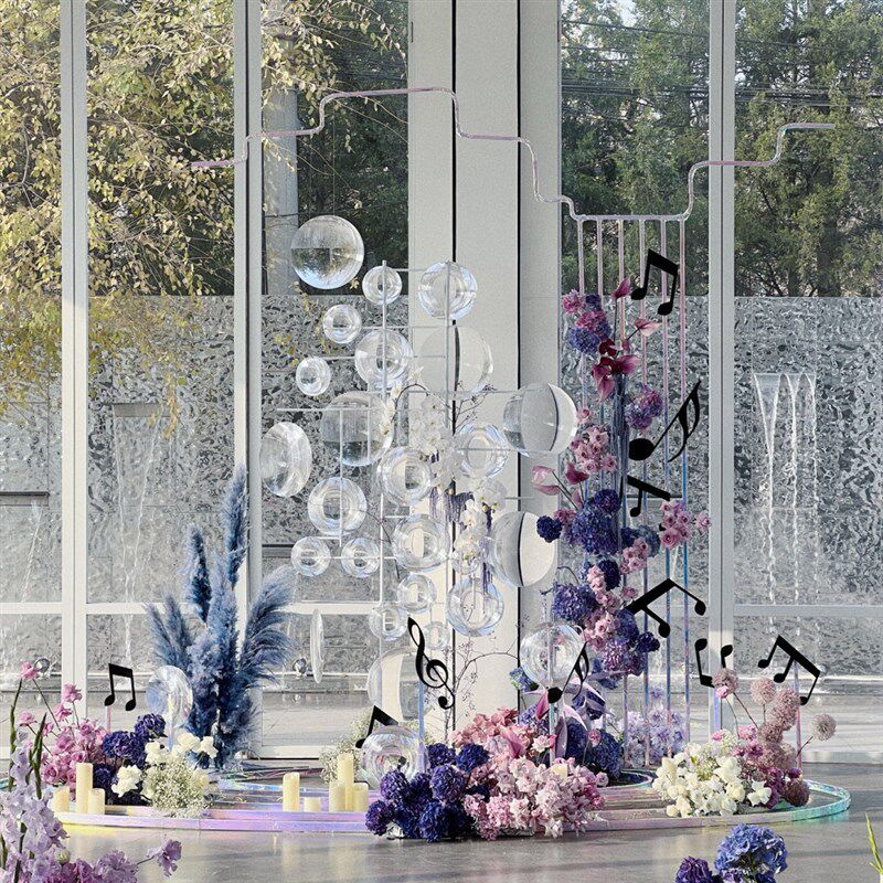 婚庆幻镜压克力通透防摔圆形pc切片几何空中挂件美陈橱窗装饰