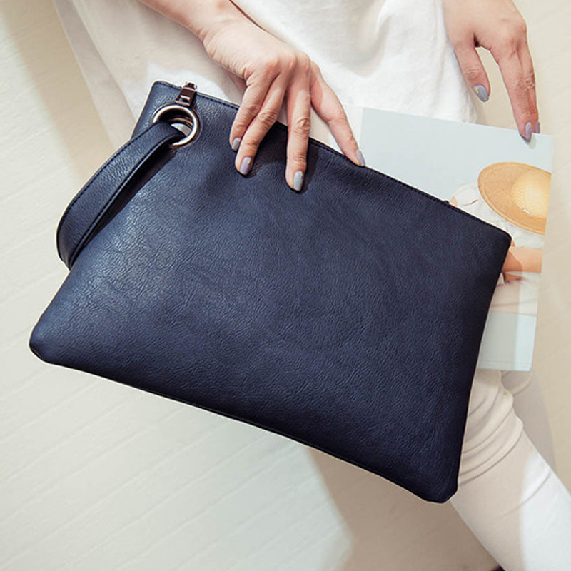 推荐Fashion Solid Women's Clutch Bag Leather Women Envelope