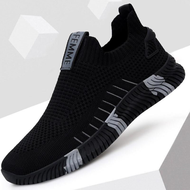 飞织男鞋秋季透气运动鞋男款一脚蹬防臭软底健身轻便休闲网鞋