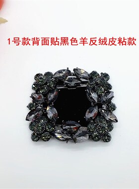 新款高档单鞋f水钻金属鞋花鞋扣鞋面装饰配件大花粘绒面绸缎女单