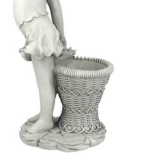 Sculpture Outd Figurine Garden Statue Girl Basket 极速Flower