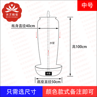 客厅复古陶瓷流水摆件循环水系花瓶庭院水池涌泉W陶罐水景缸 新品