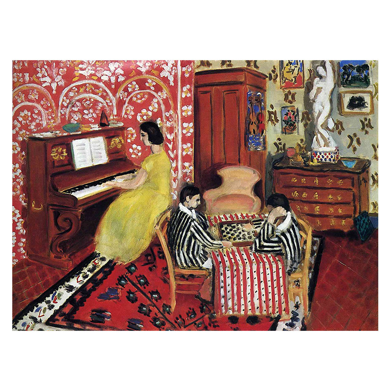 急速发货可可的画廊马蒂斯钢琴课油画北欧轻奢小众复古客厅装饰画