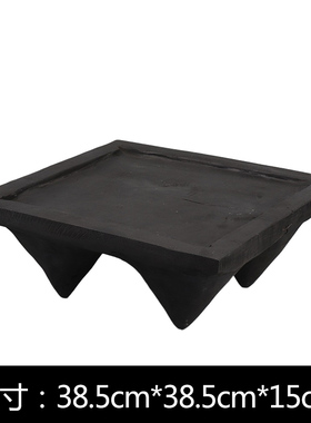新中式日式侘寂风创意托盘胡茶盘碳化黑色木盘子家居W软装饰品摆
