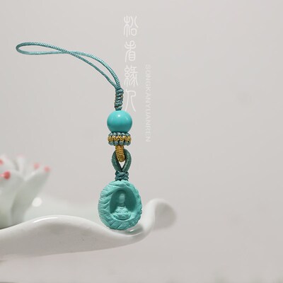 优化绿松石无相佛石窟小佛背云文玩配饰吊坠diy提溜108手串小侧挂