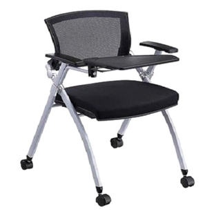 会议培训室可折叠培训椅可带写字板带轮靠背可活动网布椅子