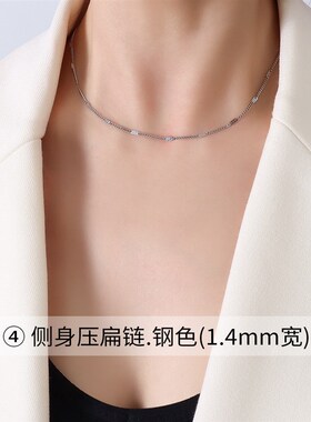 marka欧美ins时尚百搭叠戴w项链钛钢镀18k金o字链无吊坠裸链饰品