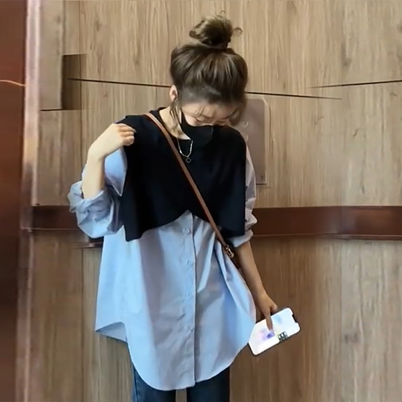 孕妇春装上衣时尚外出穿辣妈款减A龄显瘦衬衫裙网红哺乳连衣裙卫