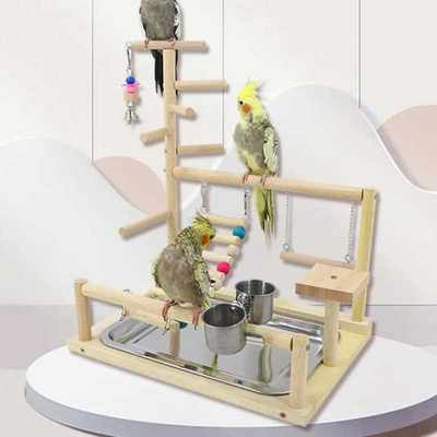 速发Natural Wood Bird Perch Stand Easy to Install Bird Cage