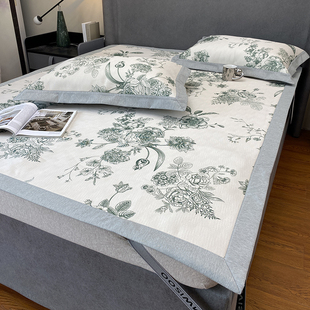 复古A类冰丝席可水洗1.5m软席空调席三件套1.8米夏天床笠式 凉席子