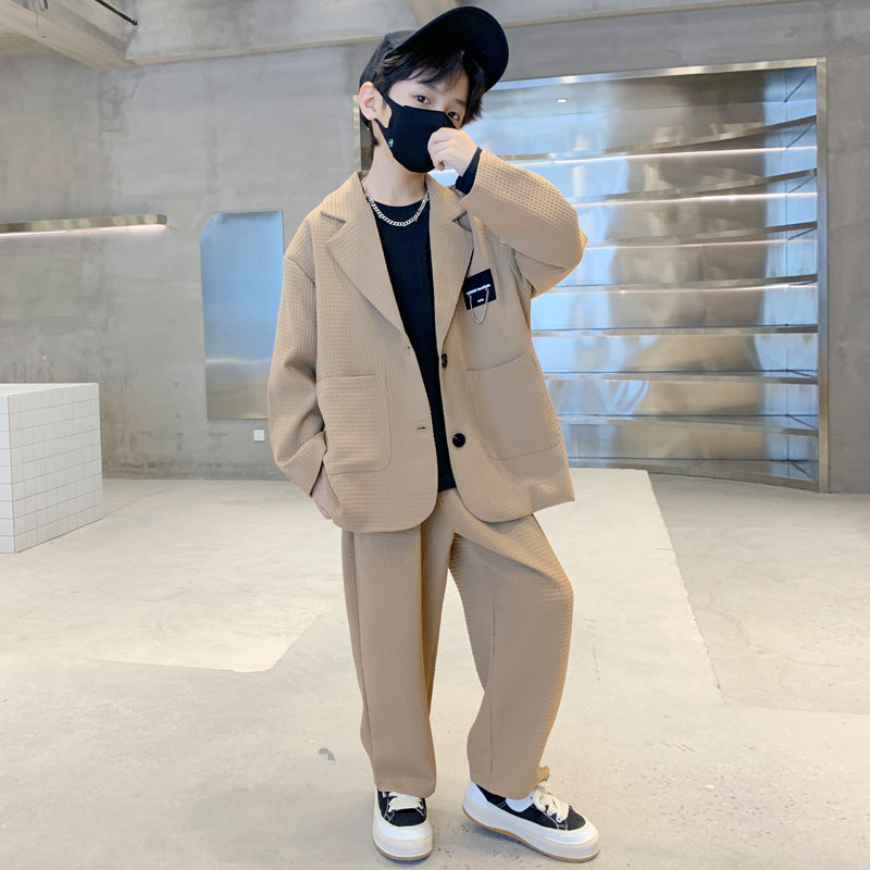 新品男童春装西服套装20t23春秋新款男孩中大儿童装痞帅气网红韩