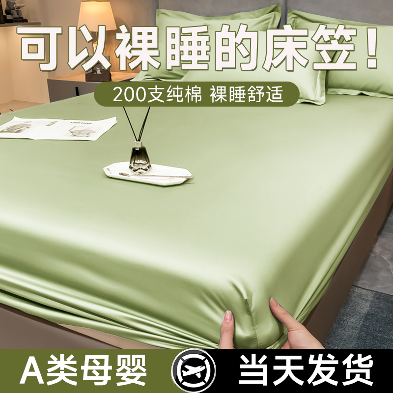 2023新款夏季凉感冰丝200支纯棉床笠单件天丝床罩床单床垫保护罩