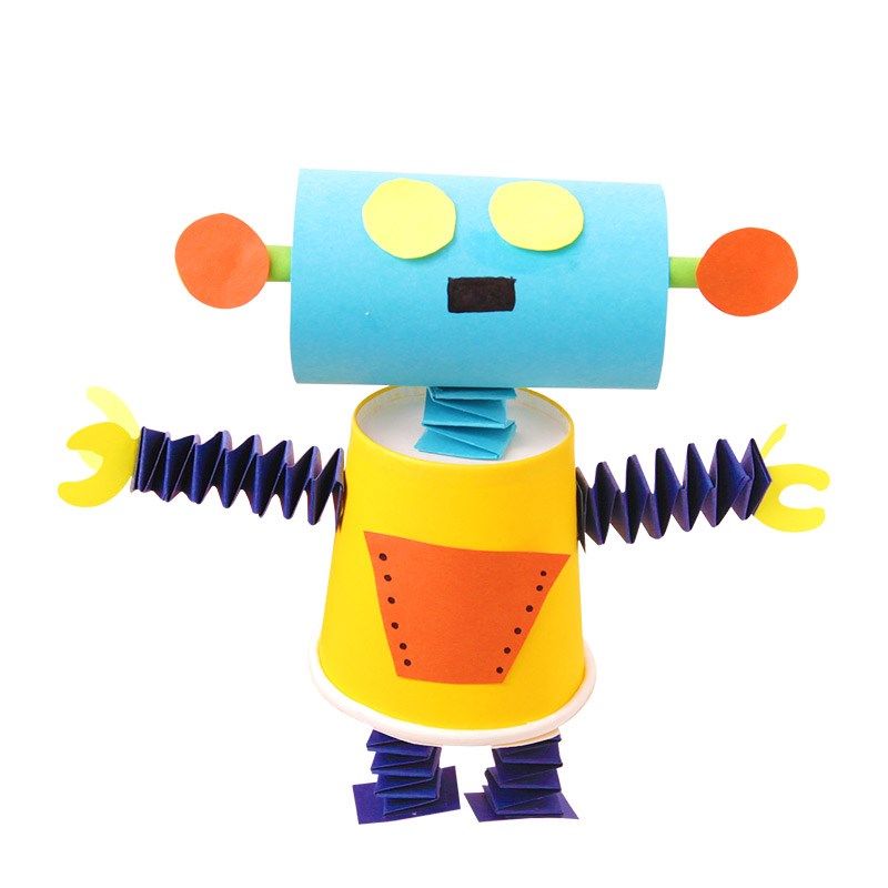 折纸幼儿园变废为宝宝儿童手工diy材料包纸杯机器人作品益智玩具