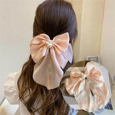 推荐Retro Women Hair Clip Accessories Puffy Bowknot Pearl Br