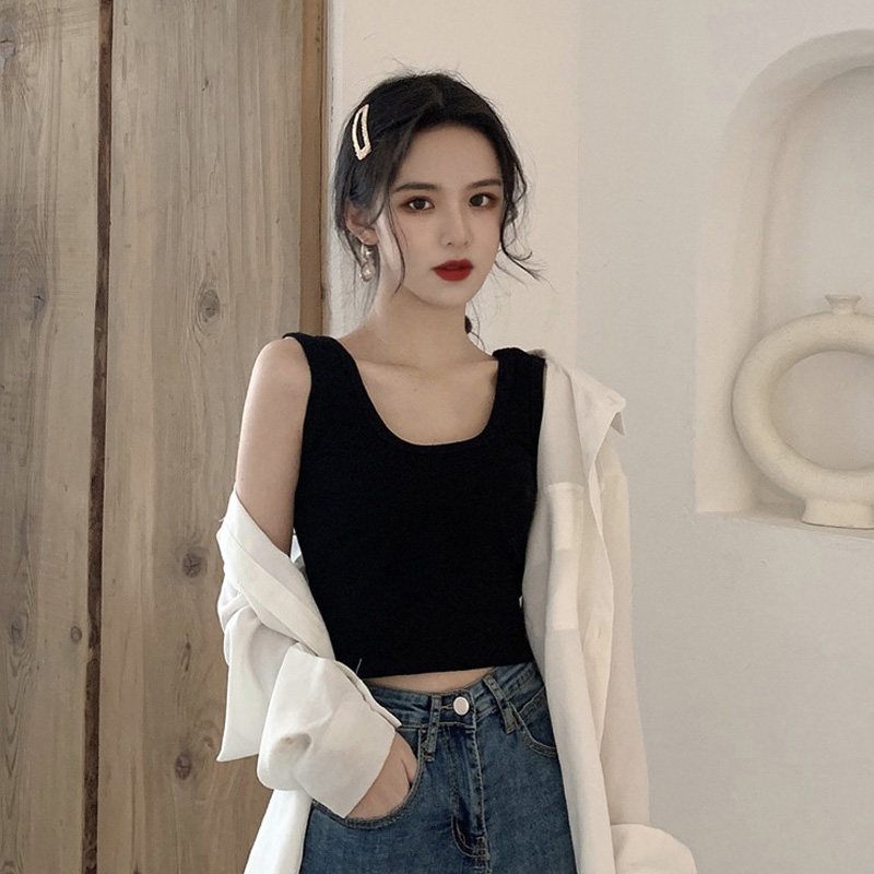 热销加肥加大码小吊带背心女夏外穿韩版胖妹妹内搭打底衫短款无袖