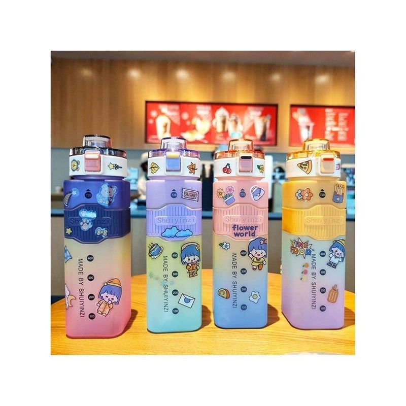 夏季男女渐变色可爱方运动吸管塑料水杯便携提绳弹跳盖水瓶,婴童用品,婴童吸管杯/直饮杯,淘宝优惠券,粉丝福利购,淘宝优惠卷