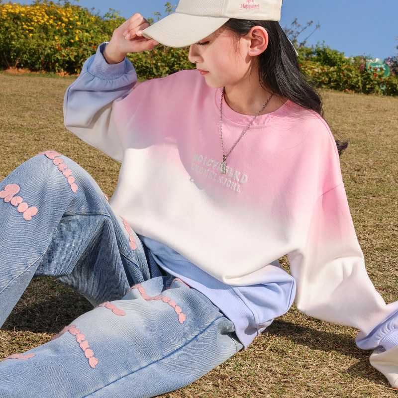 新品女童卫衣2024新款春秋薄款儿童洋气春季长袖ST恤大童套装休闲