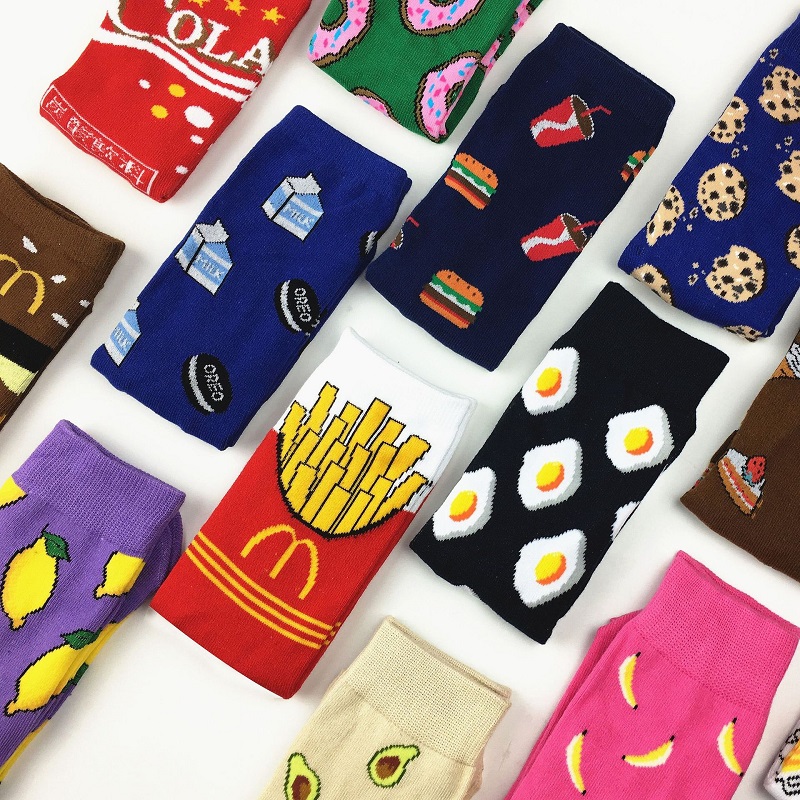 推荐Colorful Women's Socks Woman's Cotton Socks Fruits Banan