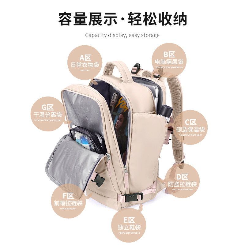双肩包女背包商务出差短途大容量旅行李包休闲男包多功能电脑包潮