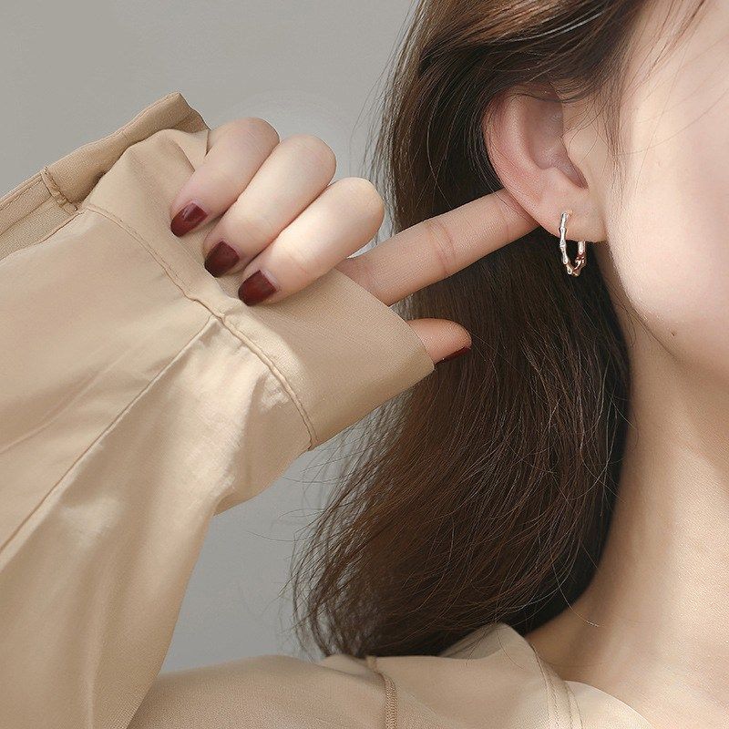 银饰竹节耳圈女气质设计感冷淡风网红耳扣2023新款潮,饰品/流行首饰/时尚饰品新,耳环,淘宝优惠券,粉丝福利购,淘宝优惠卷