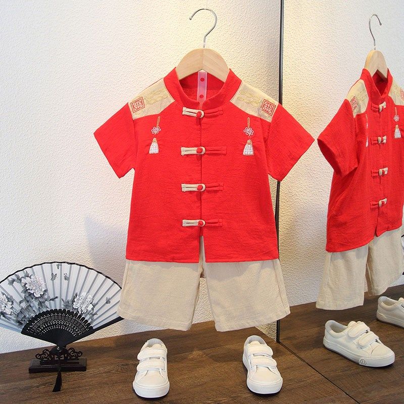 男童夏季汉服套装宝宝2024新款中小童古装演出服儿童装棉两件套,童装/婴儿装/亲子装,汉服,淘宝优惠券,粉丝福利购,淘宝优惠卷