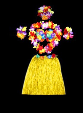 Girl Dress Up Plastic Fibers Dance Festival Hawaiian Costume