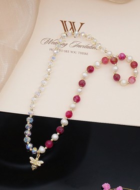 春夏碧玺珍珠手链女 转运珠糖果色西瓜轻奢水晶手串闺蜜礼物手饰