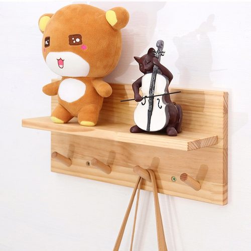 挂钩入户玄关墙上实木收纳壁挂客厅卧室墙壁衣帽钩木质装饰置物架