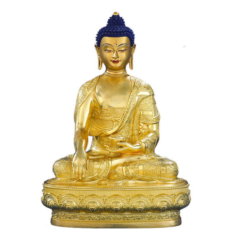 释迦牟尼佛佛像摆件纯q铜鎏金密宗佛堂居家供奉藏传释迦摩尼三宝
