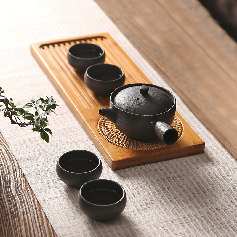 日式干泡台茶具小茶盘竹制长方形奉托盘实木家用简约迷你茶台茶海