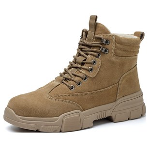 高筒防砸防刺穿钢包头老保钢板电焊工作棉鞋 秋冬款 加绒 男士 劳保鞋