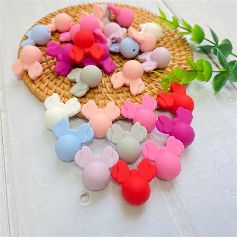 网红10pcs/lot Silicone Teethers Minnie shape Beads Food Grad