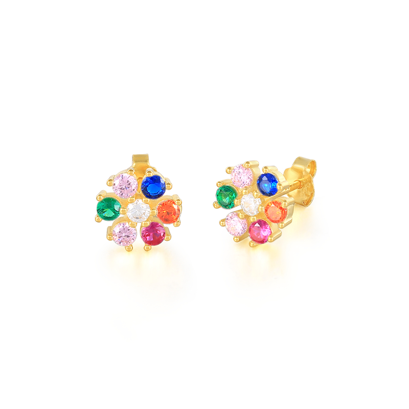 速发CANNER Color Zircon Cartoon Cross Flower Earrings For Wo